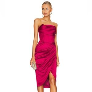 Bardot Jamila Corset Midi Dress in burgundy